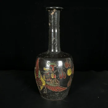 Коллекция антикварного фарфора династии Сун, фарфоровая ваза с фиксированным фарфором famille-rose phoenix, ваза для бутылок с тонким горлышком, украшения для ваз