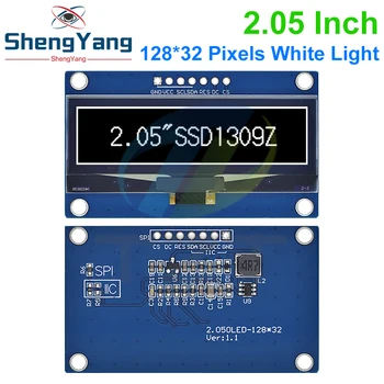 TZT 2,05-дюймовый OLED-дисплей 128*32 ЖК-модуль Белого цвета SSD1309 Контроллер Поддерживает Интерфейс SPI/IIC Для Arduino