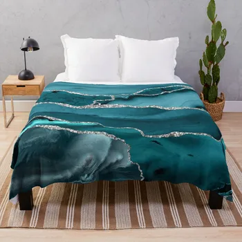 Трендовое бирюзовое одеяло с текстурой искусственного мрамора, пушистое мохнатое одеяло для кровати, модное одеяло, одеяло с пушистыми волосами, одеяло