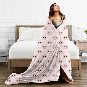 Розовые мультяшные одеяла с милыми поросятами, Фланелевое Летнее Многофункциональное теплое покрывало для постельных принадлежностей, дорожное покрывало