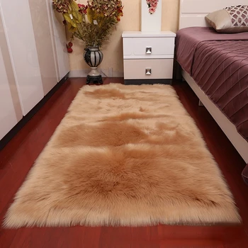 Скандинавский плюшевый коврик для спальни, однотонный толстый ковер для гостиной, коврики с имитацией меха, прикроватные кухонные коврики для ног домашних животных