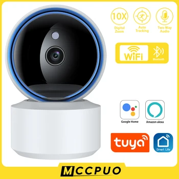 Mccpuo 5-Мегапиксельная PTZ WIFI Камера с 10-кратным Цифровым Зумом AI Отслеживание Человека В помещении 3-Мегапиксельная IP-Камера видеонаблюдения Tuya Smart Life