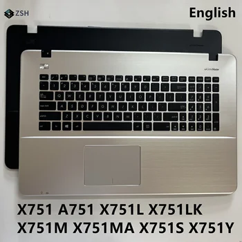 Американо-Английская клавиатура для Asus A751 x751 x751l x751lk x751m x751ma x751s x751y серебристая черная Клавиатура ноутбука C Крышкой