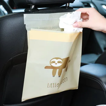 3шт Портативных автомобильных мешков для мусора, милые мультяшные офисные самоклеящиеся мешки для мусора, одноразовые чистящие пакеты для кухни