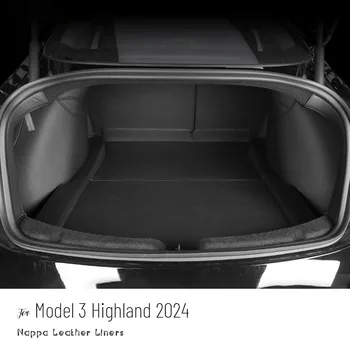 Для Tesla Модель 3 Highland 2024 2021-2023 Грузовые лайнеры Коврик для багажника из кожи Наппа Протектор ковра