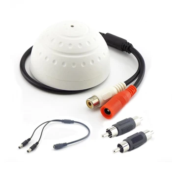 Звукосниматель видеонаблюдения Микрофон Аудио Звук Разветвитель питания постоянного тока от 1 до 2-полосный разъем RCA Для мониторинга камеры ВИДЕОНАБЛЮДЕНИЯ