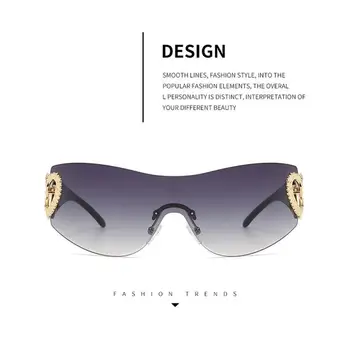 Солнцезащитные очки с полым сердечком, соединенные между собой, Брендовые Дизайнерские Очки без оправы, модный тренд, Квадратная Градиентная Интегрированная Большая оправа, Размер Оверсайз