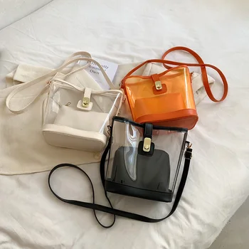 Прозрачная сумка через плечо, женская прозрачная сумка из ПВХ, модные сумки для покупок, водонепроницаемые сумки через плечо для девочек, однотонная сумка-мессенджер