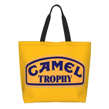 Сумки-тоут с логотипом Kawaii Camel Trophy, многоразовые холщовые сумки для покупок, сумка для покупок через плечо