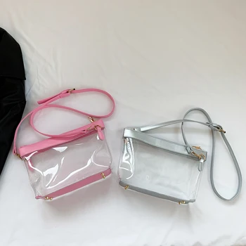 Женская сумка через плечо, модная прозрачная сумка через плечо из ПВХ, повседневная сумка-мессенджер большой емкости, прозрачная сумка на молнии с верхней ручкой