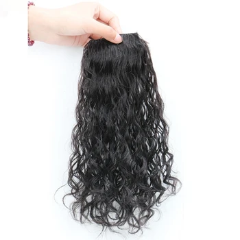 30-40 см Подушечка из натуральных человеческих волос для придания объема, накладки для вьющихся волос для женщин, невидимые пушистые подушечки для волос, зажимы для наращивания шиньонов