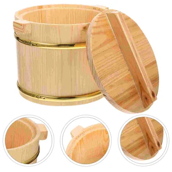 1 комплект, Деревянный контейнер для суши, вареный рис, деревянное ведро, контейнер для вареного риса, деревянное ведро