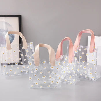 Прозрачная сумка-тоут из ПВХ с принтом цветов маргаритки, подарочный декор, упаковочные пакеты, сувениры для свадебной вечеринки, портативная сумка, сумки для покупок
