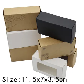 24 шт./лот 11,5x7x3,5 см Бумажная Коробка для мыла Подарочная коробка из крафт-бумаги Упаковка с прозрачным окном из пвх сувениры для конфет arts & kraft Kraft Box