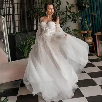 Vestido de Noivas 2022 Сказочное Винтажное Богемное свадебное платье с пышными кружевными платьями с длинным рукавом, свадебные платья больших размеров, дешевые свадебные платья