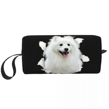 Дорожная сумка для туалетных принадлежностей для собак японского шпица Kawaii Pet Puppy Косметический Органайзер для макияжа для женщин для хранения косметики Dopp Kit Case