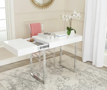 Современный письменный стол с гламурным лаком, белый игровой стол, настольная мебель mesa, стол для ноутбука, компьютерный стол, письменный стол