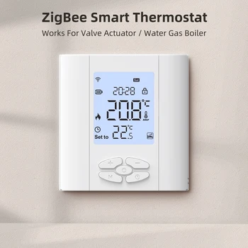 Умный термостат ZigBee Работает с Alexa, контроллером температуры Google Home, приложением для управления водяным газовым котлом на батарейках.