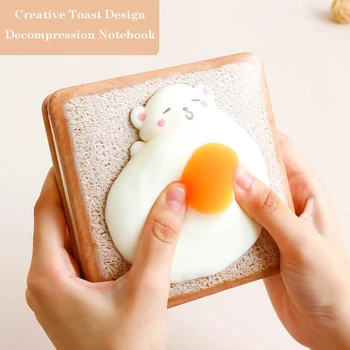 Креативный блокнот с дизайном тостов, милый декомпрессионный мягкий мишка и хлеб, записная книжка для студентов, планировщиков, Канцелярские подарки