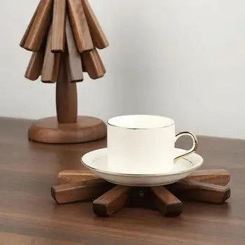 Изоляционный коврик Деревянная подставка для столовых приборов в форме дерева, термостойкая подставка для кастрюль, сковородок, горячих блюд