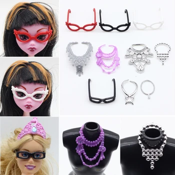 4 Шт Пластиковые Очки + 6 Шт Модное Пластиковое Ожерелье-Цепочка Для Куклы MonsterHigh Для Куклы BarbieDoll Аксессуары Для Вечеринок
