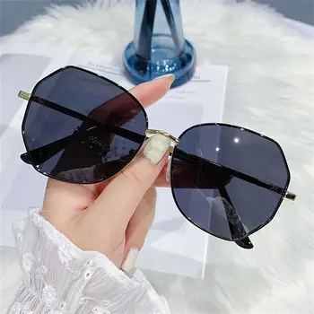 Винтажные солнцезащитные очки без оправы для женщин и мужчин, трендовые градиентные солнцезащитные очки UV 400, металлические овальные солнцезащитные очки модных оттенков