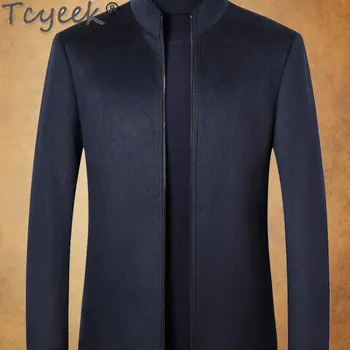 Tcyeek Высококачественное Деловое 90% Шерстяное Пальто Роскошная Одежда Мужская Клетчатая Кашемировая Куртка Короткое Повседневное Шерстяное Пальто Male Veste Homme LM