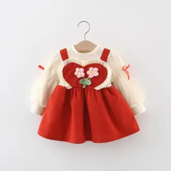 Модное Осеннее Детское Цельное платье для девочек 80-110 см PDD875