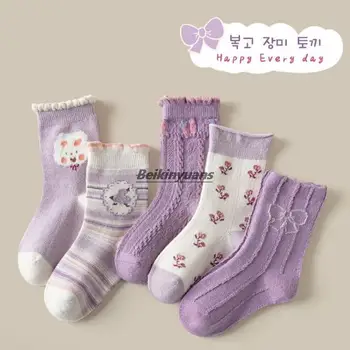 Новые носки для девочек оптом, осенние детские носки, хлопковые кружевные носки принцессы Мори для девочек, большие детские носки