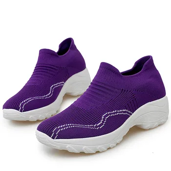Женские теннисные туфли Tenis Feminino Фиолетовые Женские туфли Увеличивающие рост на 5 см Кроссовки на платформе Ourdoor Легкая обувь на толстой подошве