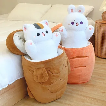 Kawaii Taiyaki Кошка, собака, кролик, плюшевые игрушки, Пушистое животное, Плюшевая подушка, Большая кость, Морковная подушка, Милая кукла для девочек