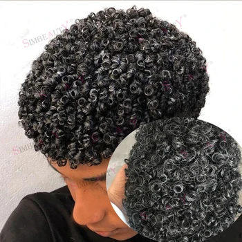 15-миллиметровый Кудрявый мужской парик, афроамериканский мужской парик из микрокожи, система замены протезов из человеческих волос, Прочные Полнокожные полиуретановые блоки