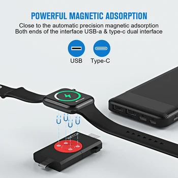 Беспроводное зарядное устройство USB Type-C с двойным интерфейсом, Магнитная подставка для зарядки, запасные аксессуары Plug and Play для Apple Watch 8 7