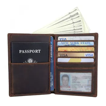 Бумажник для паспорта в стиле ретро, держатель для карт, мужской паспорт из натуральной кожи, кожаная обложка для паспорта crazy horse для мужчин