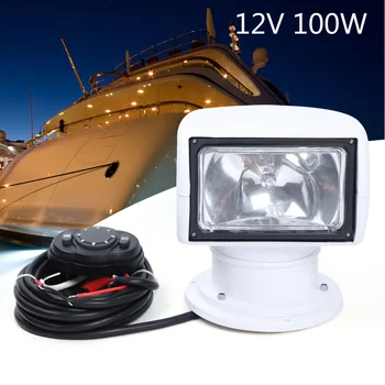 Прожектор с дистанционным управлением для лодки, грузовика, автомобиля, морской прожектор с дистанционным управлением, лампа накаливания 12 В 100 Вт, многоугольный и дальнобойный светильник