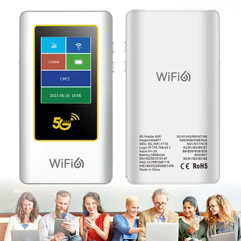 5G WiFi Маршрутизатор MiFi Модем со Слотом для Sim-карты Аккумулятор 5000 мАч Беспроводной WiFi Маршрутизатор Мобильная Точка Доступа для Путешествий До 1200 Мбит/с