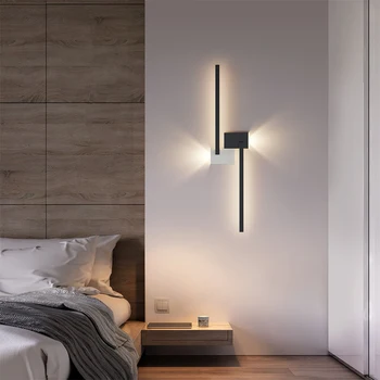 Современный минималистичный настенный светильник для спальни, украшение дома, черно-белый светодиодный ночник для прикроватной тумбочки в гостиной, гостиничного коридора, прихожей