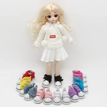 Одна пара Ассорти из 9 Цветов, Парусиновая Обувь 5 см Для Куклы BJD, Модная Мини-Игрушечная Обувь, Кроссовки для Куклы Bjd, Обувь для Русской Куклы et015