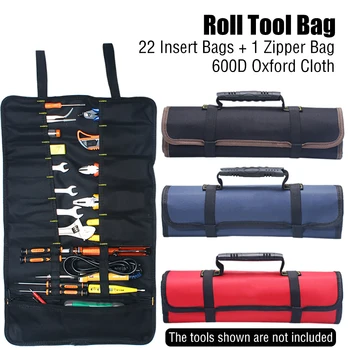 Высококачественная сумка для инструментов в рулоне из ткани Оксфорд с 22 карманами, водонепроницаемые Гаечные ключи, дрели, Сумка для ручных инструментов, Рабочая сумка для электриков-механиков