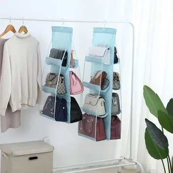 Подвесная сумочка-органайзер с 6 карманами для гардероба, прозрачная сумка для хранения, дверная стенка, прозрачная сумка для разных вещей с вешалкой