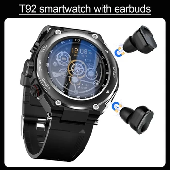 Новые мужские и женские смарт-часы T92 с Bluetooth-наушниками, встроенным динамиком, фитнес-трекером, пульсометром, спортивными умными часами