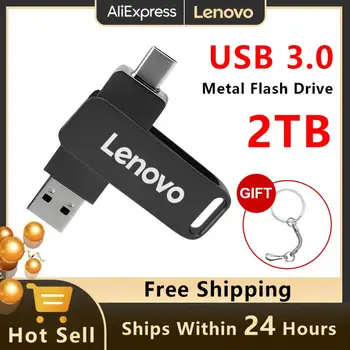 Lenovo USB3.0 Pen Drive TYPE C Высокоскоростной Флэш-накопитель Металлический 2 ТБ 1 ТБ 512 Г 256 Г Портативный Водонепроницаемый флешка Памяти USB Флэш-диск