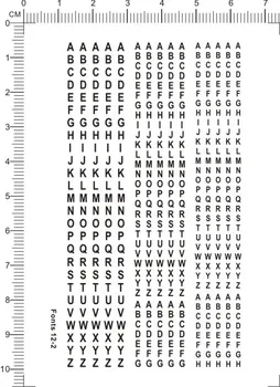 Черные шрифты Arial разного масштаба, буквы из 12-2 символов, Наклейка с водной горкой