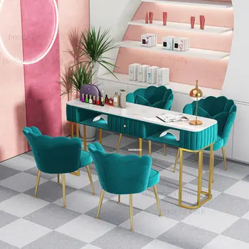 Маникюрные столы Nordic Iron для салона красоты, профессиональный маникюрный стол для ногтей, салонная мебель, легкий Роскошный маникюрный стол и набор стульев