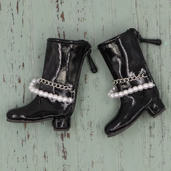 Обувь для куклы Блит, Черные сапоги в стиле Панк с Жемчугом, подходят для девушки из Аниме 1/6 BJD 30 см