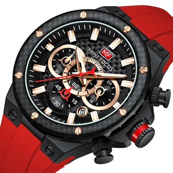 Мужские часы MINI FOCUS, роскошные спортивные кварцевые часы для мужчин, водонепроницаемые, со светящимися стрелками, хронограф, силиконовый ремешок, наручные часы