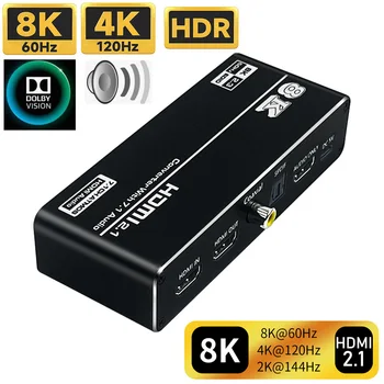 Аудио экстрактор HDMI 2.1 4K 120Hz 8K 60Hz HDMI Video Splitter Аудио конвертер ресивер Dolby Atmos для PS5 Xbox S TV