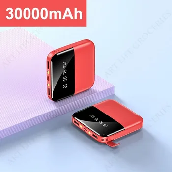 Мини-банк питания 30000mAh, портативное быстрое зарядное устройство, внешний аккумулятор для Xiaomi Mi iPhone Samsung Poverbank с цифровым дисплеем