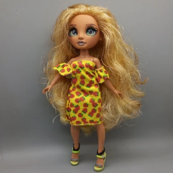 Подходит для куклы высотой 27 см Rainbow, желтое клубничное платье, аксессуары для кукол, подарок на День рождения для девочек