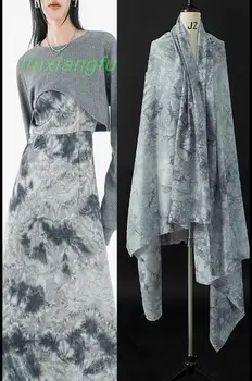 Ткань, окрашенная лиоцелловыми чернилами для галстуков, серая винтажная креативная ткань в стиле ретро, дизайнерская ткань для рубашек и платьев.